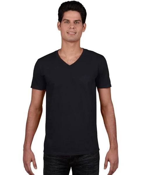 Gildan 64V00 Men's Soft Style V-Neck T-Shirt Black - Size: XL Col