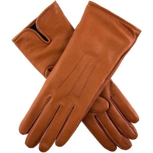 Women's Heritage Three-Point Cashmere-Lined Leather Gloves, Cognac / 7.5