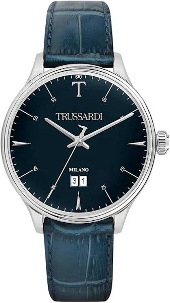 Trussardi T-Complicity Blue Dial Leather Strap Quartz R2451130001 Men's Watch