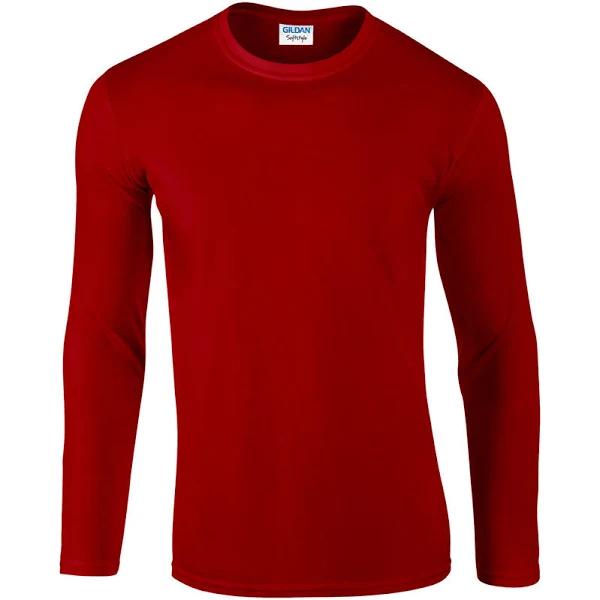 Gildan Mens Soft Style Long Sleeve T-Shirt (Pack of 5) Red XL