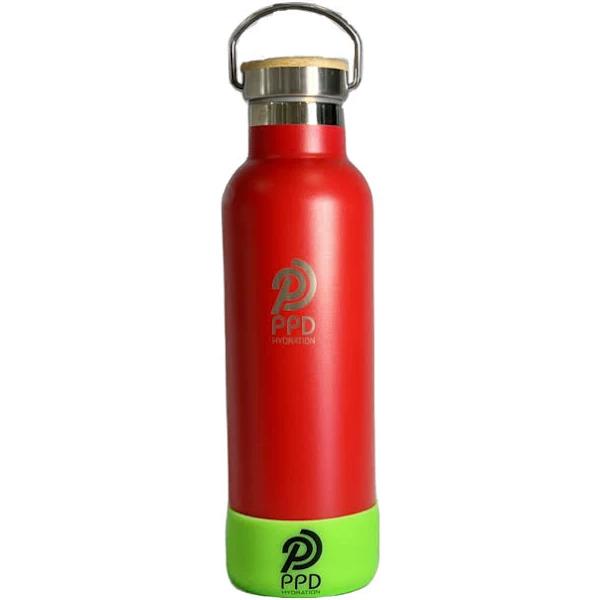 PPD Hydration 750ml Red Original Water Bottle w/ Lime Bumper Protector - AfterPay & zipPay Available