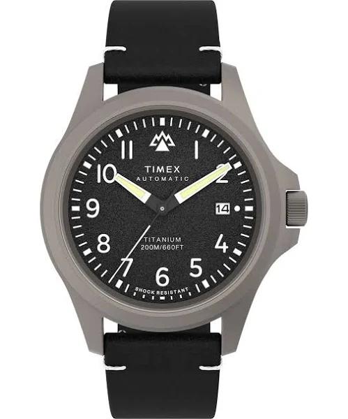 Timex Men's Expedition North Titanium Automatic 41mm Watch - Black Strap Black Dial Titanium Case, Black