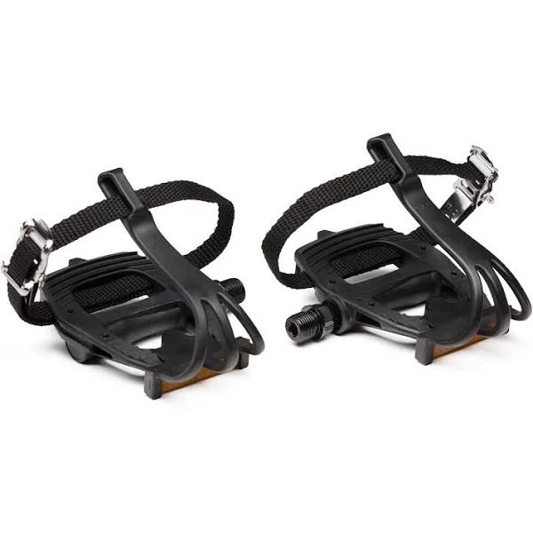 DECATHLON 100 Road Bike Pedals with Toe Clips