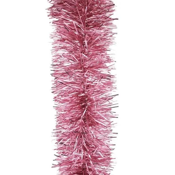 2.5m Frosted Pink Christmas Tinsel 100mm Wide