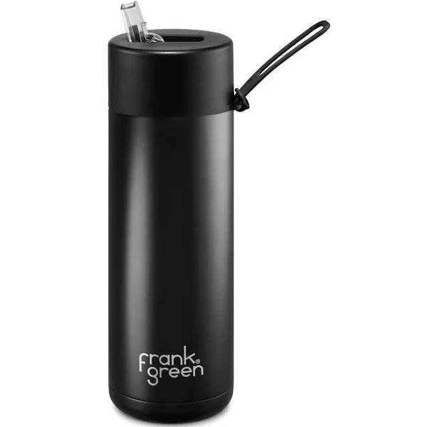 Frank Green Ceramic Reusable Bottle Straw Lid 595ml Midnight Black