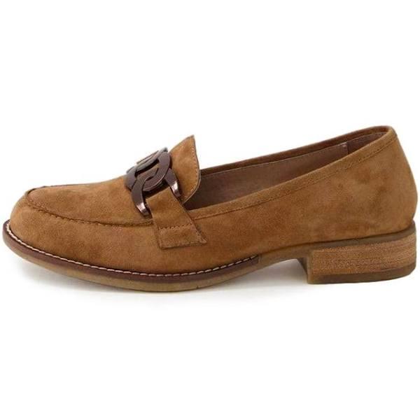 Django & Juliette Corina Light Choc Suede Loafers LT Choc Womens Shoes Loafers Flats