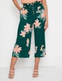 Rockmans Ankle Length Button Trim Linen Blend Pants - Size 14 - Womens - Green Floral