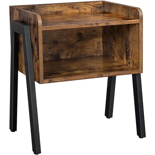 VASAGLE Rustic Brown and Black Side Table