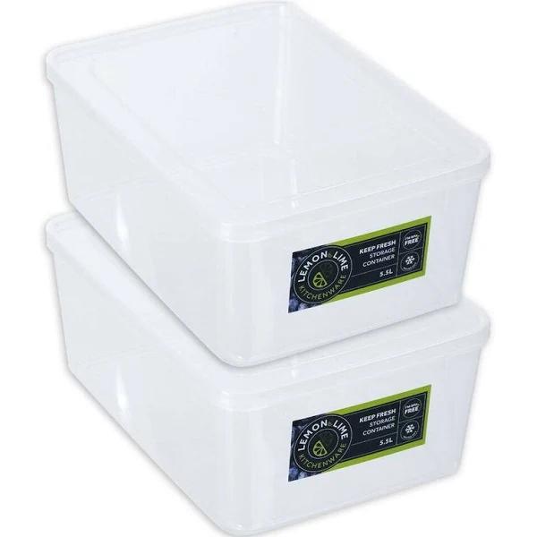 2x Lemon & Lime 5.5L/28cm Keep Fresh Food Container/Rectangular Storage/Holder - Earn Everyday Rewards, Afterpay Available