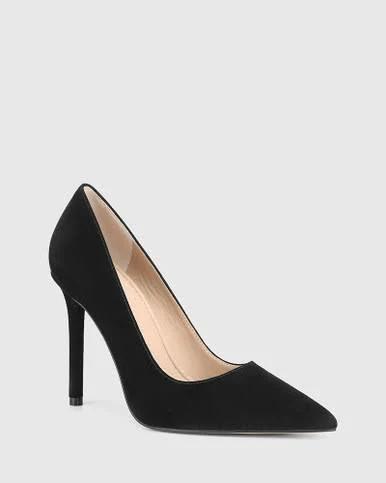 Violeta Black Suede Leather Stiletto Heel Pump