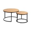 Oikiture Set of 2 Coffee Table Round Nesting Side End Table Natural