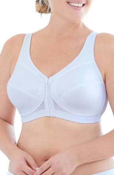 Glamorise Magiclift Front-Closure Posture Back Wire-Free Bra - White 14F 1265 Plus Size Bra - AfterPay Available