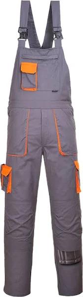 Portwest Texo Workwear Contrast Bib & Brace TX12, Grey / M / Long