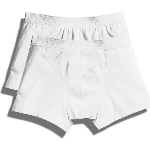 Fruit of The Loom Mens Classic Shorty Cotton Rich Boxer Shorts (Pack of 2) White M