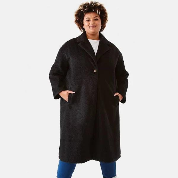 Kmart Curve Textured Coat - Black Size: 18