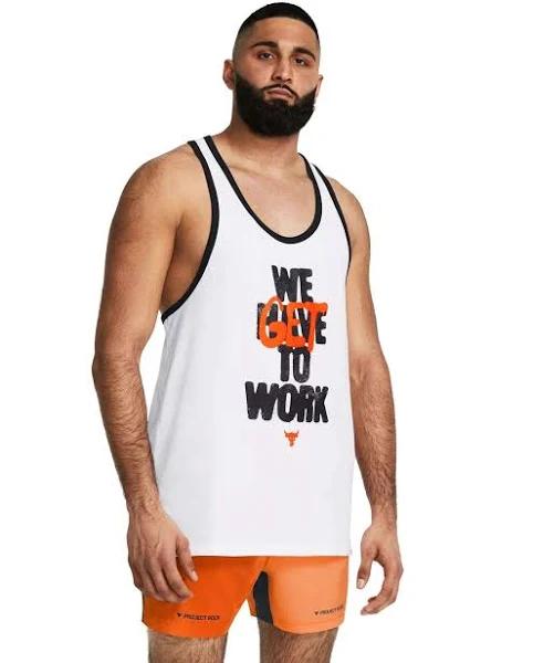 Under Armour Project Rock Mens Get to Work Training Tank White XS