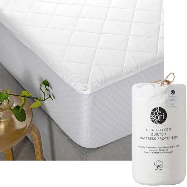 Accessorize Cotton Quilted Mattress Protector - King