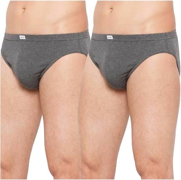 2 PK Holeproof Cotton Rib Mens Briefs Undies Underwear Dark Grey Marle MZTO1A S