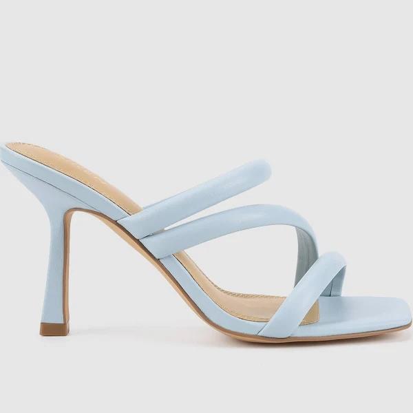 Siren Women's Spence Square Toe Heeled Mule in Pale Blue, Size 40 EU