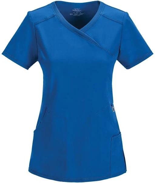 Cherokee Infinity Scrubs Mock Wrap Scrub Top - S - Royal