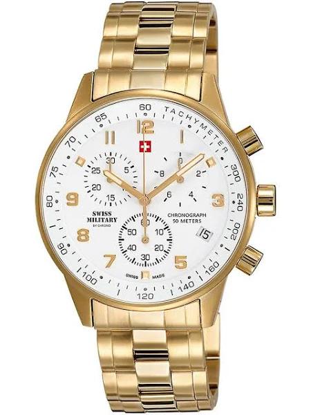 Swiss Military Gold Stainless Steel Men's Watch - SM34012.03