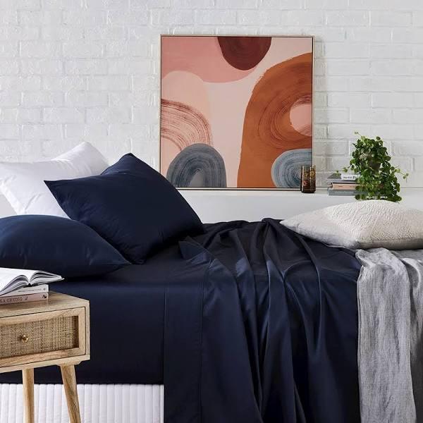 Adairs Worlds Softest Cotton Navy Sheet Separates - Queen