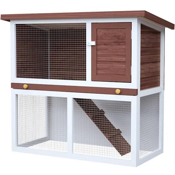 Advwin Wooden Pet Hutch Rabbit Cage House, Dark Brown