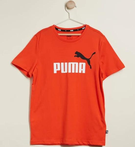 Puma - Boy's Orange Printed T-Shirts - Ess 2 Col Logo Tee - Kids-Teens - Size 6 at The Iconic