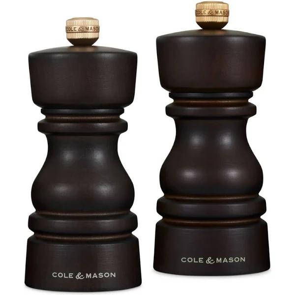 Cole & Mason London Salt & Pepper Mill Stained Wood Set Chocolate 2pce 13cm