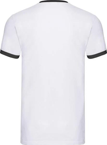 Fruit of The Loom Mens Contrast Ringer T-Shirt White/Black S Cotton Mens T-Shirt