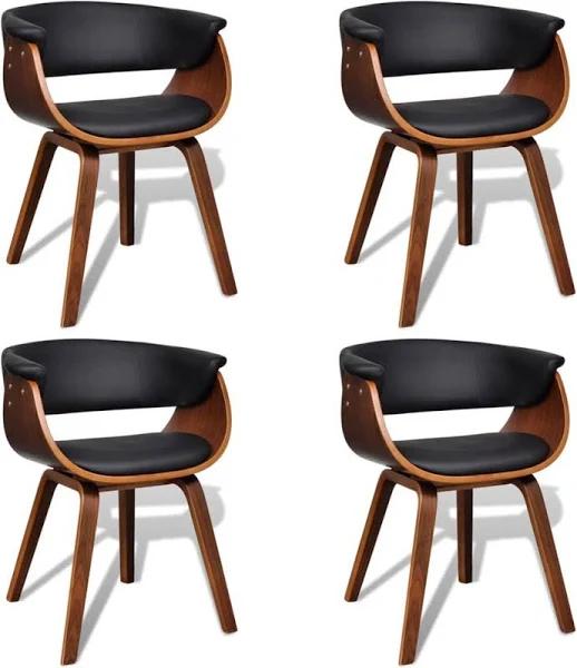 Dining Chairs 4 Pcs Bent Wood and Faux Leather