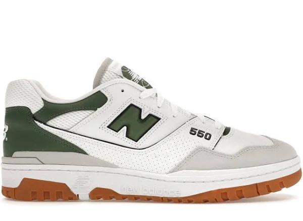 New Balance White & Green 550 Sneakers