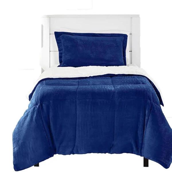 CASAMI Ultra-soft Micromink Sherpa Comforter Bed Set - Navy Blue