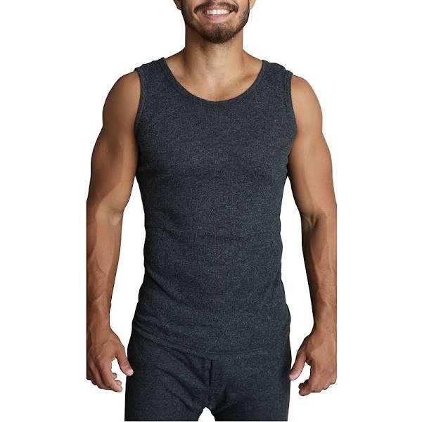 BR Apparel Mens Thermal Merino Wool Blend Singlet Top Sleeveless Warm Underwear - Black - M