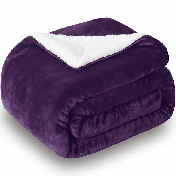 Thick and Warm Sherpa Fleece Throw Blanket, Super Soft Double-sided Plush Blanket for Couch Bed & Sofa - Purple - 100cm x 150cm - AfterPay & zipPay