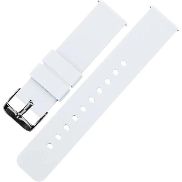 Soft Silicone Watch Band / Strap in White w/ Gunmetal Grey Buckle, Width 16mm, Standard Length | Barton