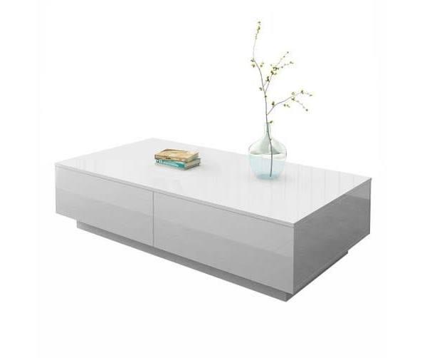 Luxsuite Coffee Table End Table 4 Drawers Storage Shelf High Gloss Wooden Cabinet Living Room Modern Furniture White 95cm