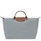 Longchamp 'Le Pliage Original' Grey Tote Bag with Embossed Logo and Le