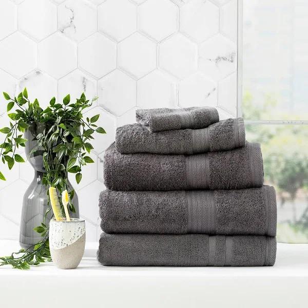 Renee Taylor Stella 650 GSM Bamboo Cotton Towel Set Charcoal