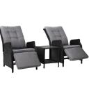 Gardeon Recliner Chairs Sun Lounge Setting Outdoor Furniture Patio Wicker Sofa