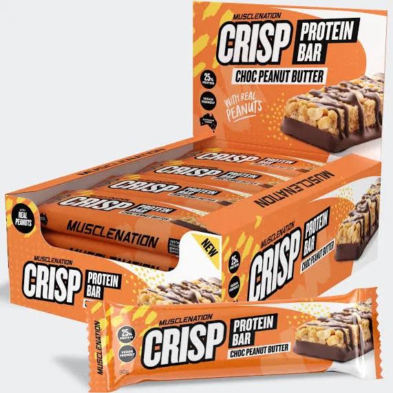 Muscle Nation Choc Peanut Butter Crisp Protein Bars 12 x 50g