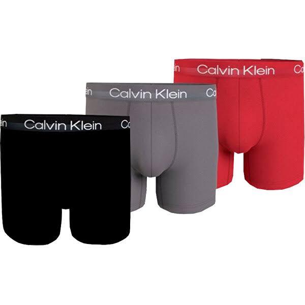 Calvin Klein 3 Pack Boxer Briefs in Black, Red and grey-Multi