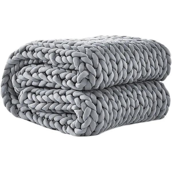 Knitted Adult Weighted Bulky Blanket Grey - 3kg