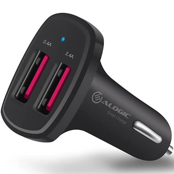 Alogic 2 Port USB-A Car Charger 5V/4.8A (2.4A + 2.4A) With Smart Charge - Black