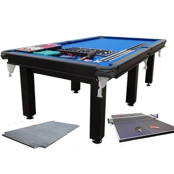 8FT Slate Pool Table Billiard Snooker Table 20mm Grey Slate Bed with 19mm Full Size Table Tennis Top - Earn Everyday Rewards, Afterpay Available