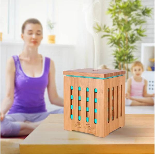 TODO 200ml Humidifier Aromatherapy Diffuser Ultrasonic 7 Colour LED - Bamboo - AfterPay & zipPay Available