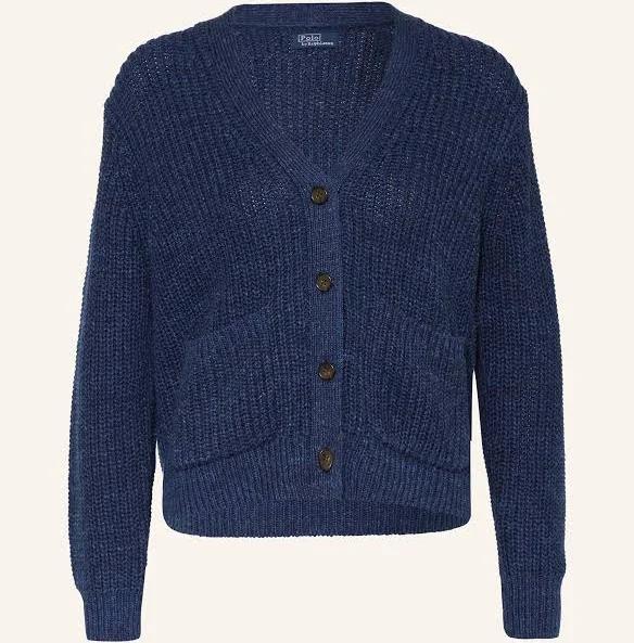 Polo Ralph Lauren Linen-Cotton V-Neck Cardigan Blue S