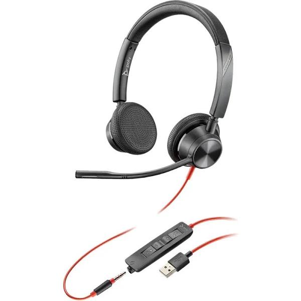 Plantronics Poly Blackwire 3325 Microsoft USB-A & 3.5mm Wired Headset - 214016-101