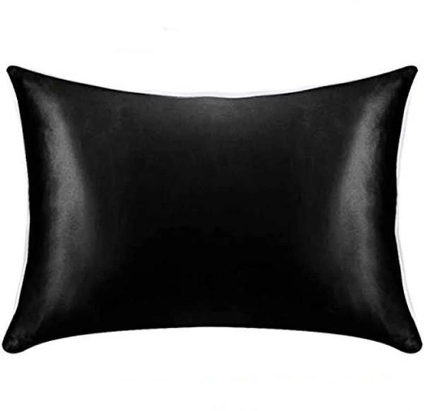 Silk Pillowcase for Hair and Skin 100% Mulberry Silk Bed Pillowcase with Hidden Zipper (Standard, Black)