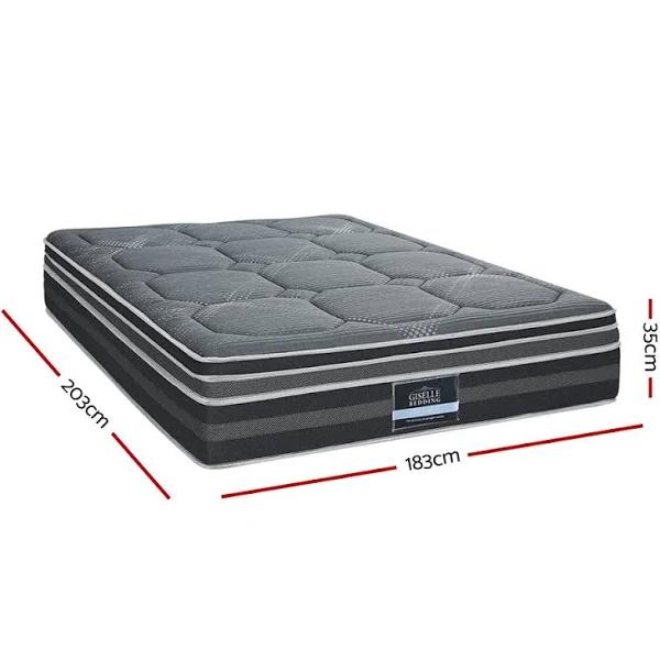 35cm King Mattress Bed 7 Zone Dual Euro Top Pocket Spring Medium Firm